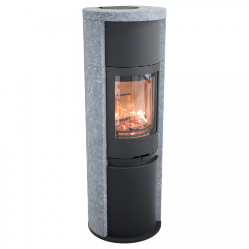 Contura 690T Style - камин-печь с черной чугунной дверцей, облицовка - талькомагнезит