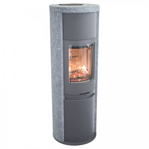 Contura 690T Style - камин-печь с серой чугунной дверцей, облицовка - талькомагнезит