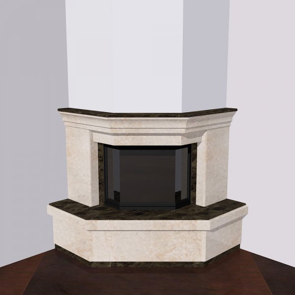 Эскиз угловой каминной облицовки из Крема Нова и Имперадор Дарк