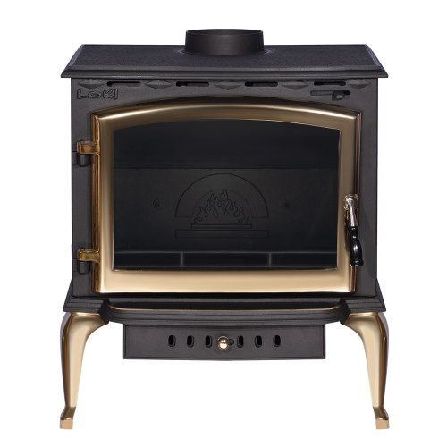 Gold - черная печь-буржуйка с дверце и ножками золотистого цвета