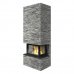 Davos U Stone высокий - трехсторонний камин с отделкой из натурального камня
